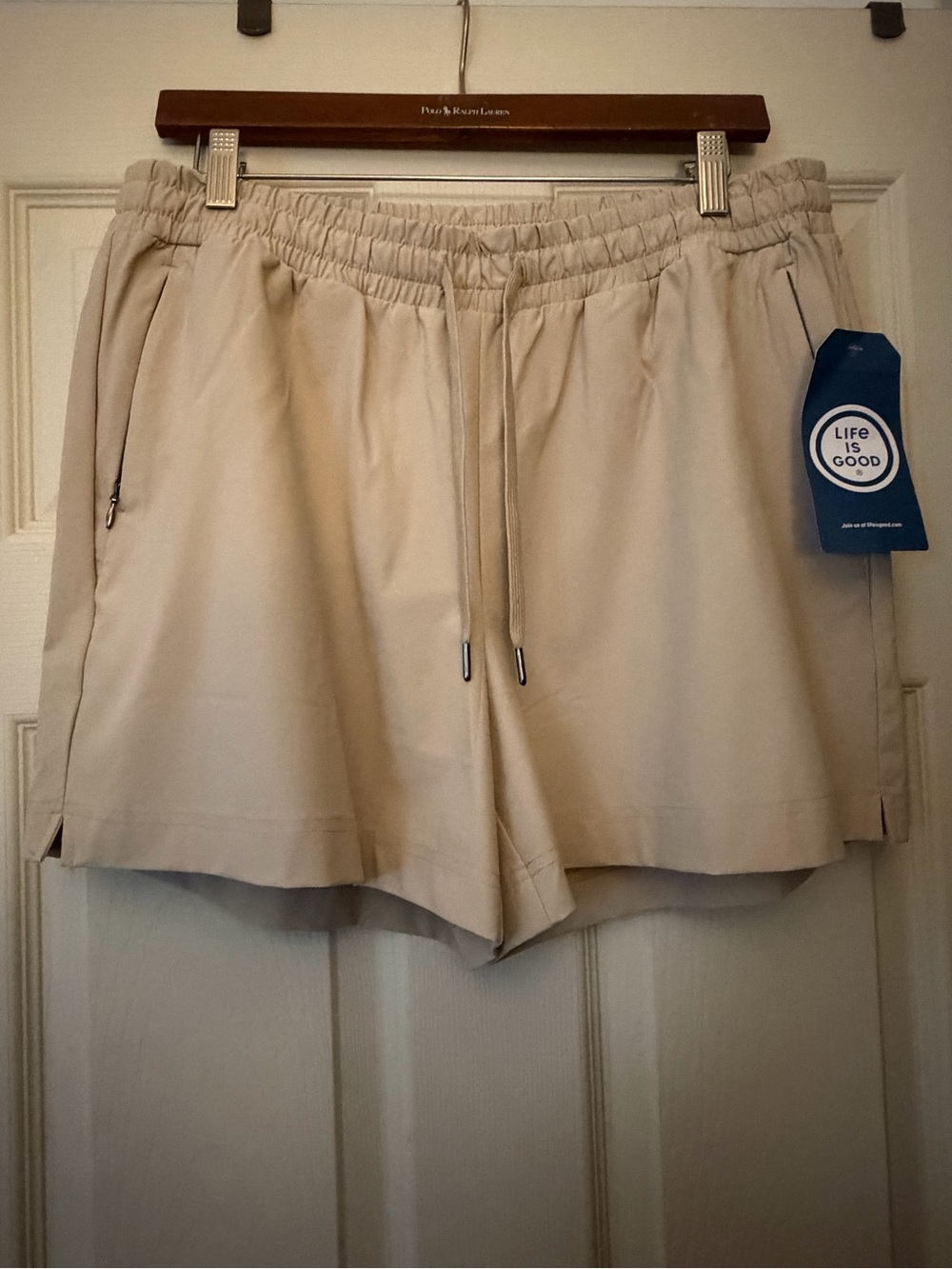 Life Is Good Women's Beige Elastic Waist Athletic Shorts
